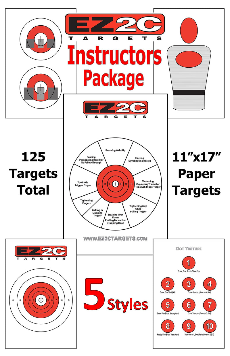 Load image into Gallery viewer, 125 EZ2C Targets Instructors Favorites 5 Styles Paper Targets Bundle 11"x17" USA Made
