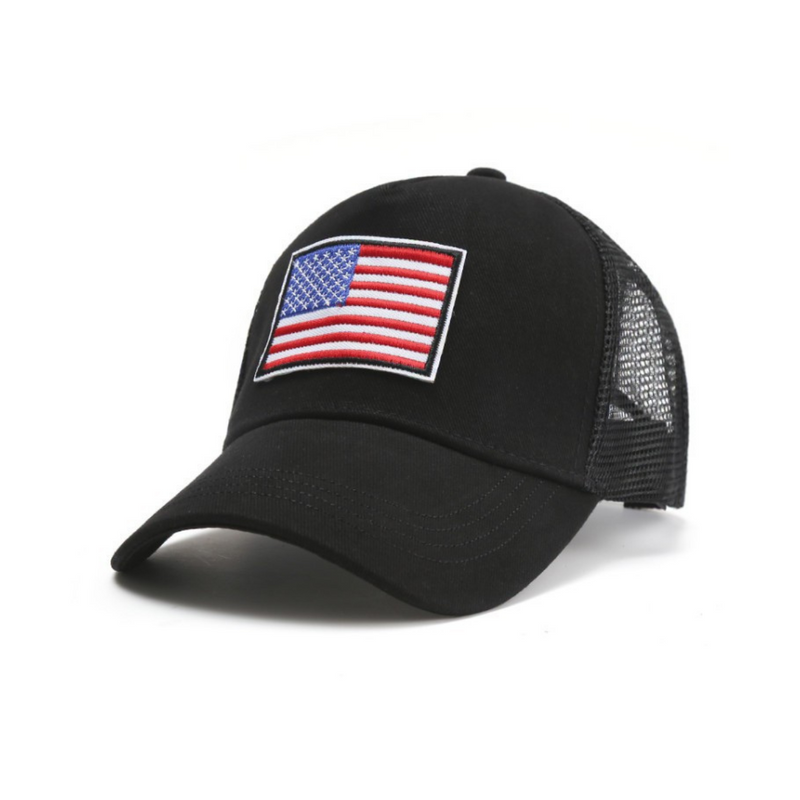 Load image into Gallery viewer, American Flag Trucker Hat with Adjustable Strap
