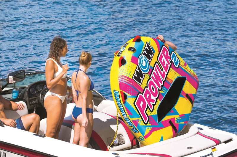 Load image into Gallery viewer, WOW Watersports Prowler Towable 2 Person 2P Starter Kit with 12V Pump and 2K Tow Rope

