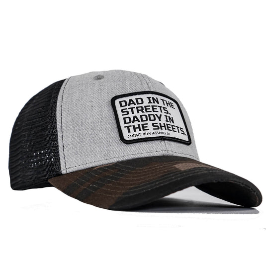 Dad In The Streets. Daddy In The Sheets. White Patch Snapback Hat
