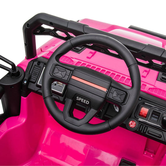 DAKOTT 12V Electric Off Road Ride On Truck with Remote Control for Kids - Pink