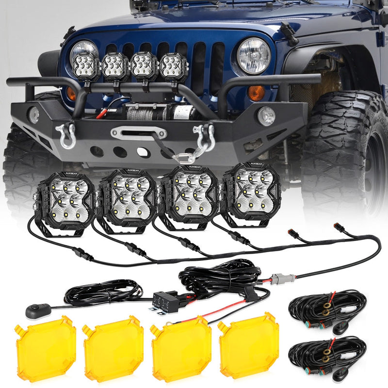 Load image into Gallery viewer, CUBE-Z Series 4 Inch LED Pod Lights Off Road Lights with White DRL &amp; Amber Turn Signal Lights
