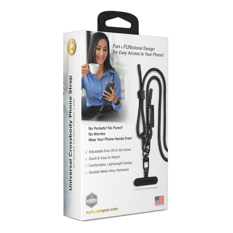 Load image into Gallery viewer, HyperGear TECHcessories Black Braided Rope Universal Crossbody Phone Strap
