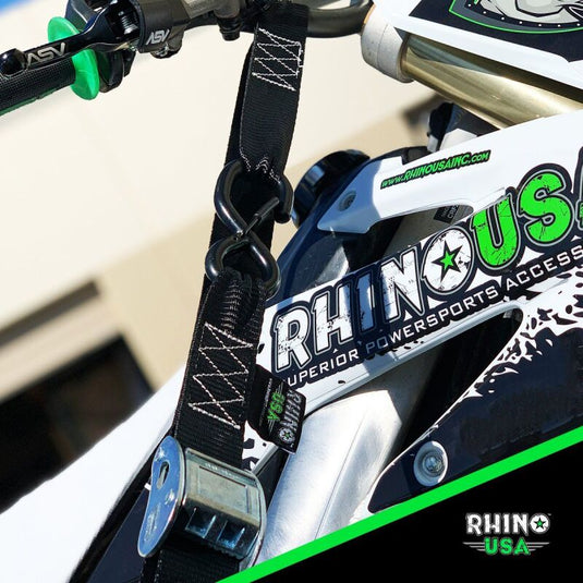 Rhino USA Cambuckle Motorcycle Tiedown Straps 2-Pack (Blue) 1.5In X 8Ft