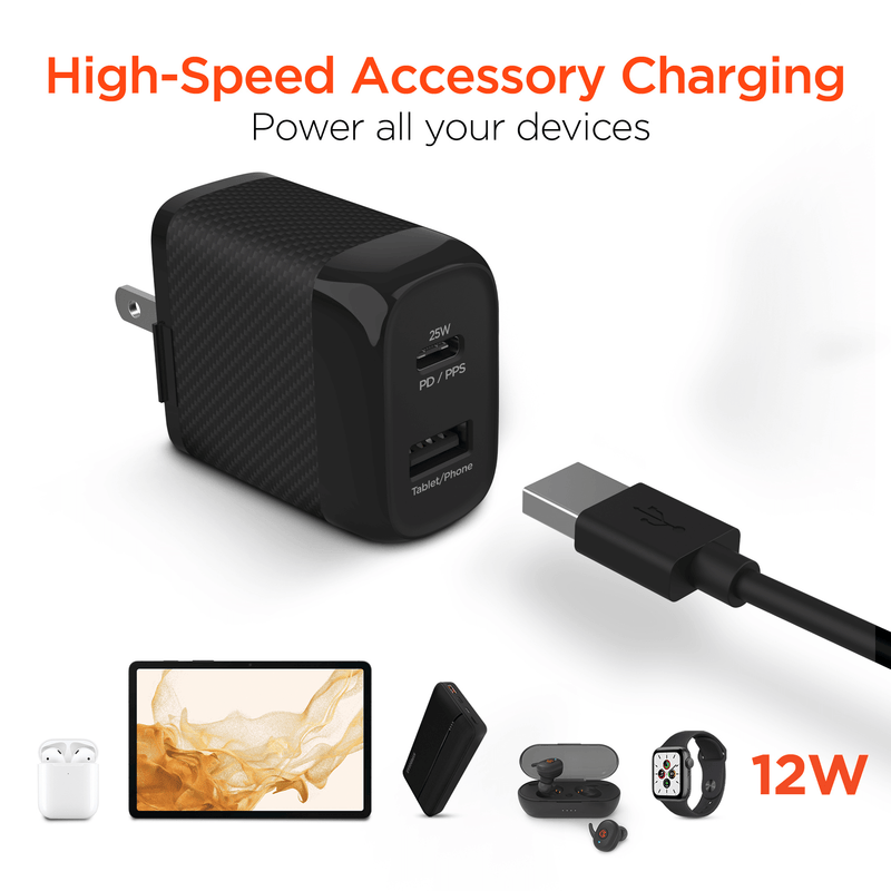 Load image into Gallery viewer, HyperGear SpeedBoost 25W USB-C PD + 12W USB Fast Wall Charger with PPS
