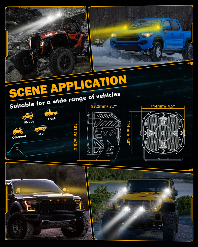 Load image into Gallery viewer, XP-ULTRA Series 4.5 Inch Flood Beam LED Pod Lights Off Road Lights with Amber DRL
