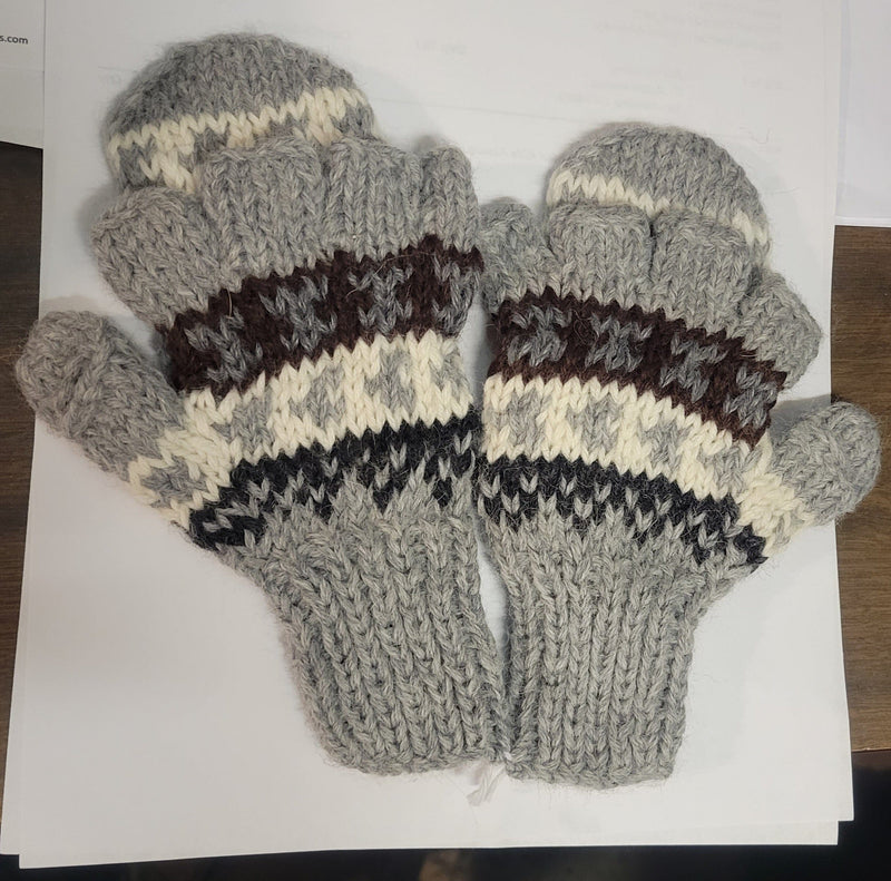 Load image into Gallery viewer, Deluxe Hand Knit Hooded Kids Alpaca Gloves (&quot;Glittens&quot;)
