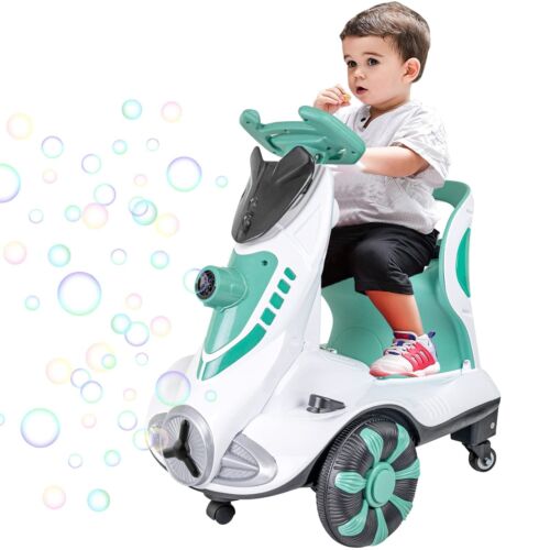 Didida 6V Dual Drive Kids Ride on Car with Automatic Bubble Function and Fun Accessories