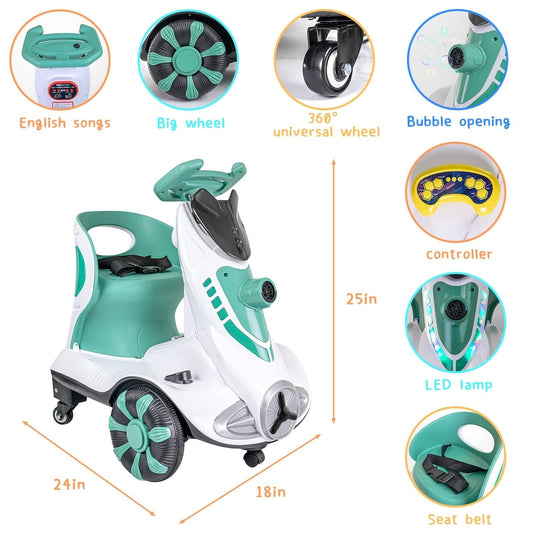 Didida 6V Dual Drive Kids Ride on Car with Automatic Bubble Function and Fun Accessories