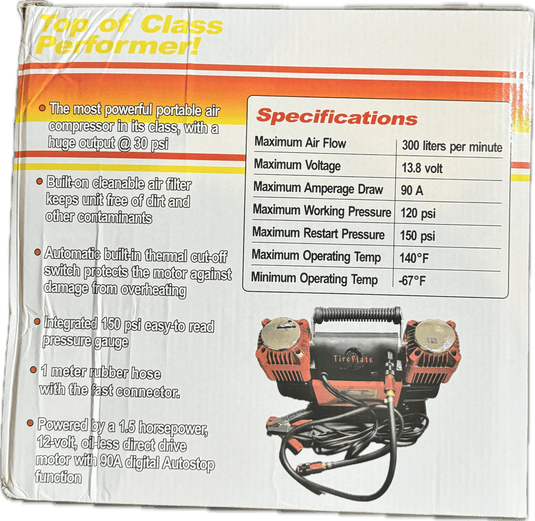 Digital Combo Pac 300LPM 12V Twin Cylinder Heavy Duty Offroad, Overland Air Compressor