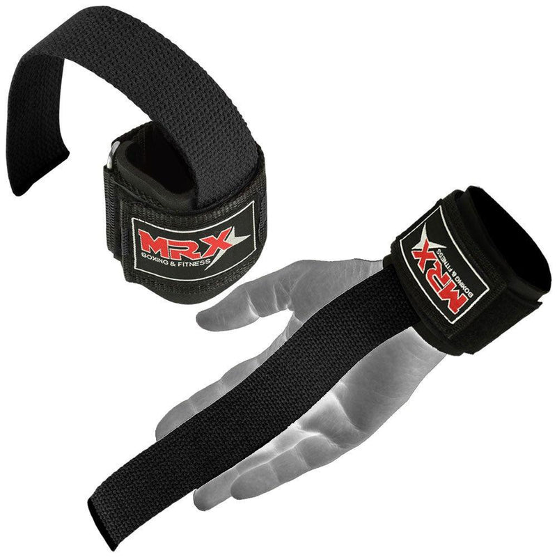 Load image into Gallery viewer, MRX Weight Lifting Bar Straps With Wrist Support Wraps Heavy Duty Bodybuilding Workout Gym Padded Strap Pair
