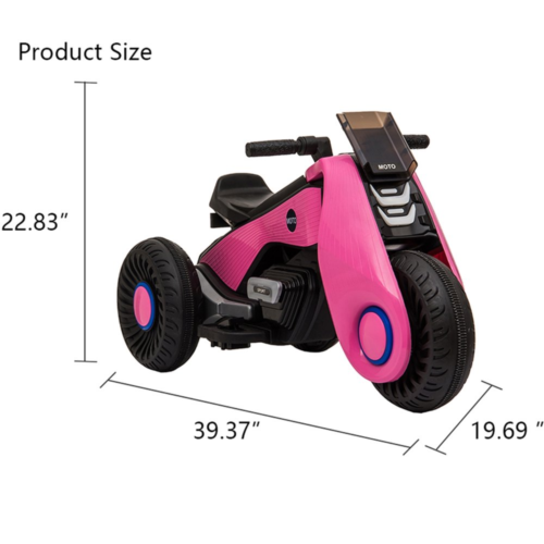 Double the Fun: Pink 3-Wheel Electric Motorcycle for Kids