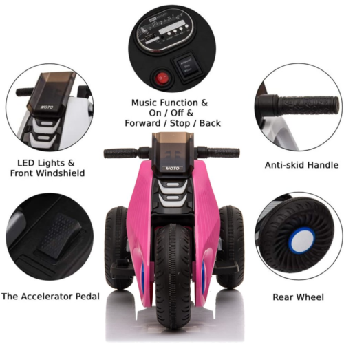 Load image into Gallery viewer, Double the Fun: Pink 3-Wheel Electric Motorcycle for Kids
