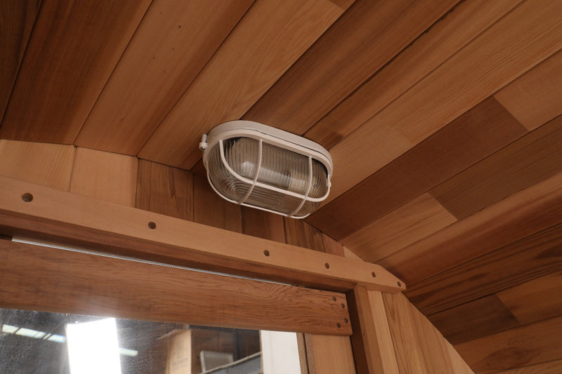 Load image into Gallery viewer, Blisspod | Prague | Canadian Red Cedar Outdoor Steam Barell Sauna | Full Glass Back
