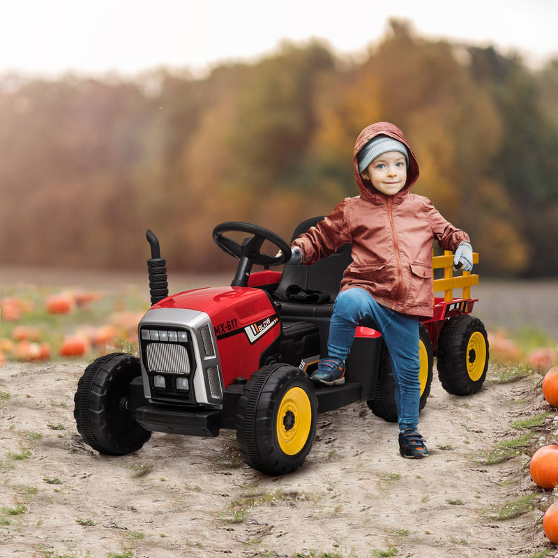 Load image into Gallery viewer, 12V Electric Tractor with Trailer and Dual Motors for Kids
