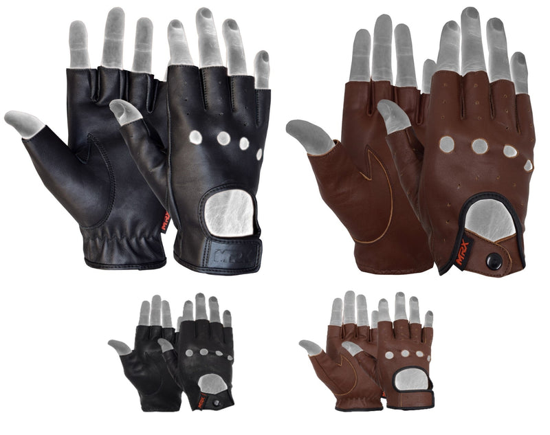 Load image into Gallery viewer, MRX Driving Gloves soft Leather Unlined Motorbike Riding Half Fingers Glove for Unisex
