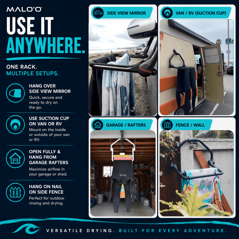Load image into Gallery viewer, DryRack Mirror Mount – Vehicle-Mounted Gear Dryer for Surf, Beach &amp; Outdoor Use
