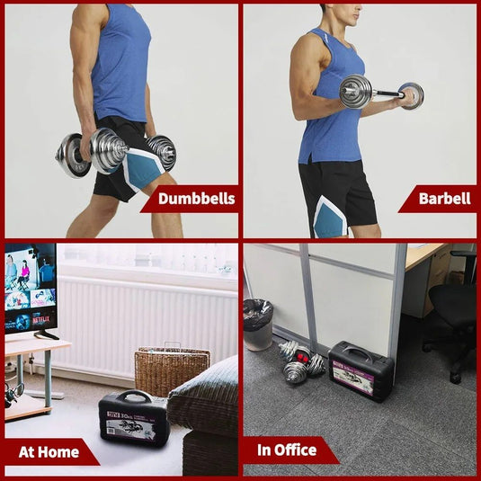 Adjustable Dumbbell Set Home Gym Cast Iron Barbell Sets with Carry Box 66lbs Office Bedroom Workout Dumbbells for Men and Women