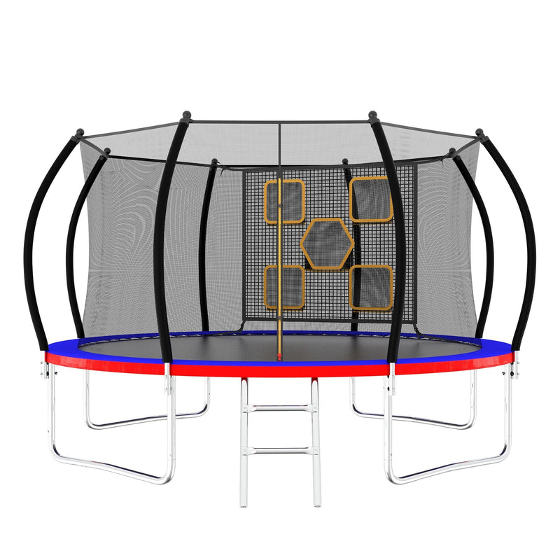 Load image into Gallery viewer, 12FT Trampoline with Enclosure - Recreational Trampolines with Ladder, ASTM Approval Outdoor Trampoline for Kids
