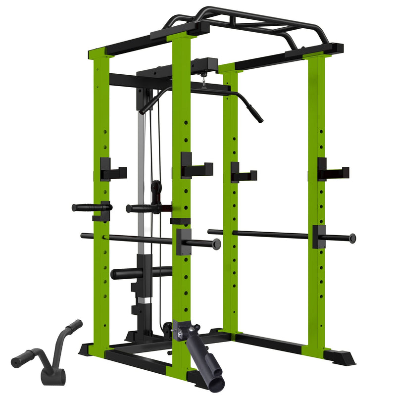 Load image into Gallery viewer, 210lb Green Home Gym Set Multi-functional Power Cage, Home Adjustable Pullup power Rack 1000Lbs Capacity Comprehensive Fitness Barbell Rack
