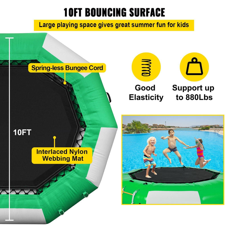 Load image into Gallery viewer, 10FT Inflatable Water Trampoline with Ladder – Round Water Bouncer
