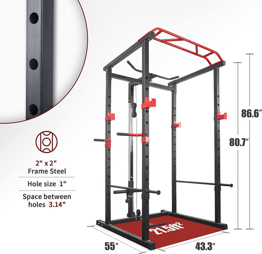 1000 lbs. Multi-functional Power Cage, Home Adjustable Pull up power Rack Comprehensive Fitness Barbell Rack