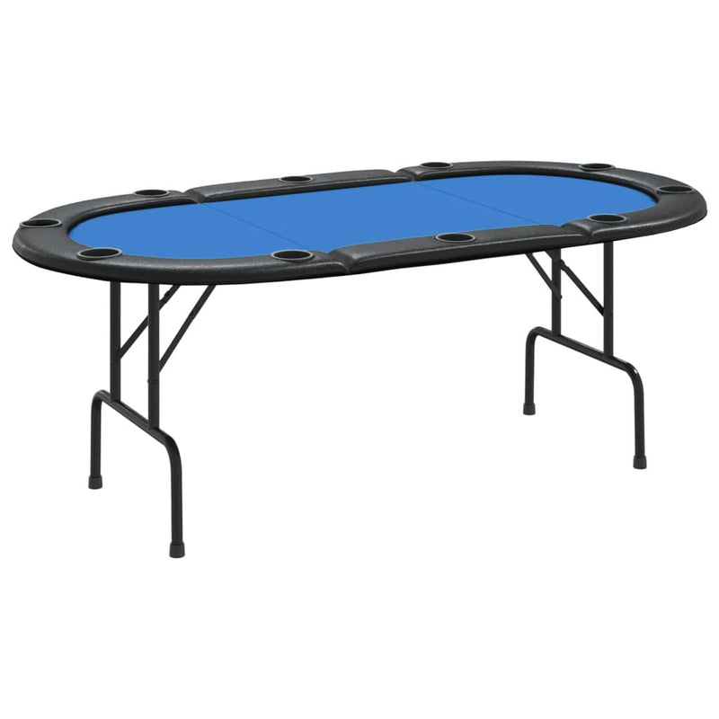 Load image into Gallery viewer, 10-Player Folding Poker Table Blue 81.1&quot;x41.7&quot;x29.5&quot;
