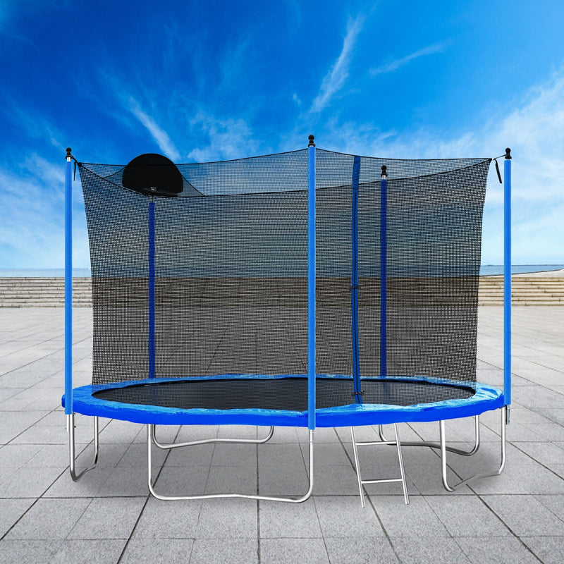 Load image into Gallery viewer, 12FT Trampoline with Safety Enclosure and Ladder - Perfect for Kids and Adults, Includes Basketball Hoop
