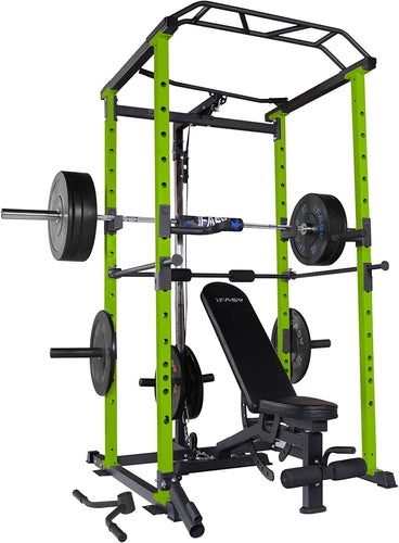 210lb Green Home Gym Set Multi-functional Power Cage, Home Adjustable Pullup power Rack 1000Lbs Capacity Comprehensive Fitness Barbell Rack