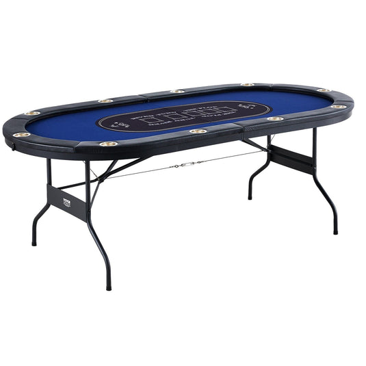 10 Player Foldable Poker Table, Blackjack Texas Holder Poker Table with Padded Rails and Stainless-Steel Cup Holders,