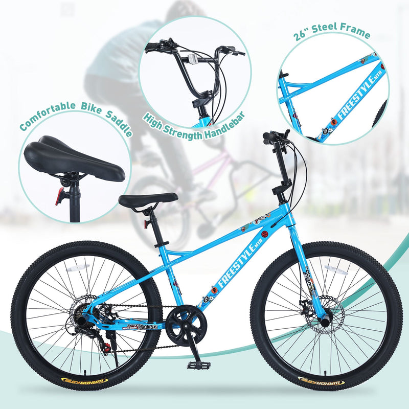 Load image into Gallery viewer, 26 Inch Freestyle Kids Bicycle with Double Disc Brakes for Ages 12+ - Perfect for Boys and Girls
