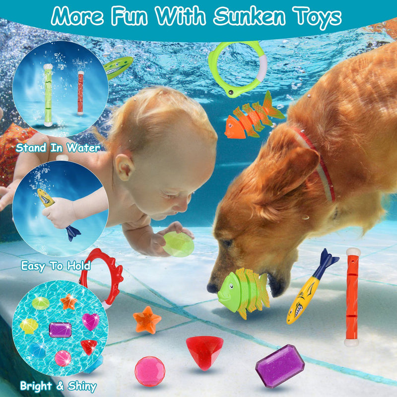 Load image into Gallery viewer, 24PCS Kids Diving Pool Toys Set – Rings, Torpedoes, Volleyball
