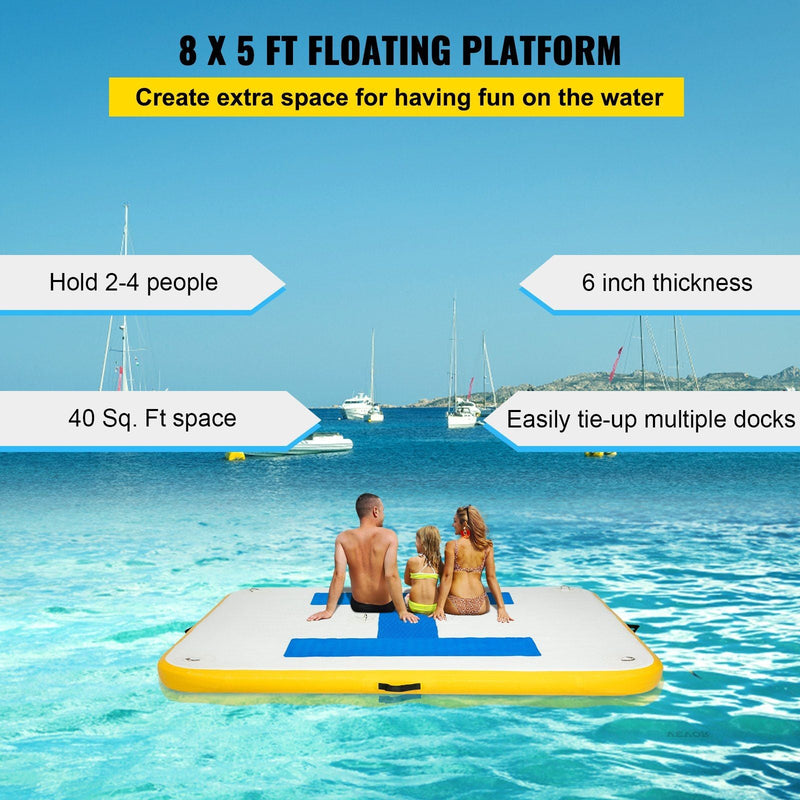 Load image into Gallery viewer, 8x5 ft Inflatable Floating Dock Platform with Electric Air Pump
