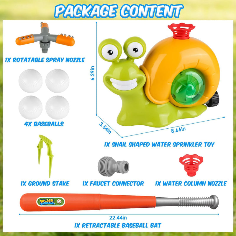 Load image into Gallery viewer, 2-in-1 Snail Baseball Sprinkler – Rotating Summer Water Toy
