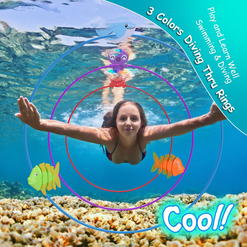 Load image into Gallery viewer, 24PCS Kids Diving Pool Toys Set – Rings, Torpedoes, Volleyball

