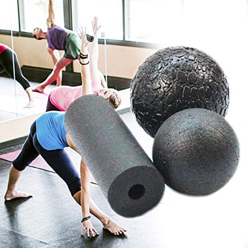 Load image into Gallery viewer, 3 in 1 Yoga Massage Set EPP Hollow Yoga Column Foam Roller Blocks Massage Yoga Ball Gym Pilates Exercise Fitness Tool with Bag
