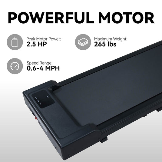 2.5HP Under Desk Treadmill, Portable Walking Pad for Home & Office, Compact Running & Walking Machine with Remote Control, LED Display, Black