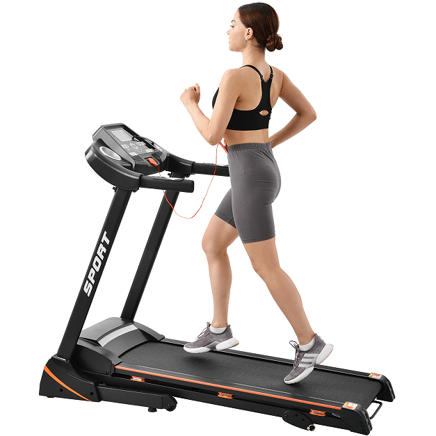 Load image into Gallery viewer, 330LBS Folding peloton Treadmill Aerobic Training 14.8KM/h Running Fitness LCD Display 5in 3.5HP motor, Medium Treadmill Home / Office adult men and women
