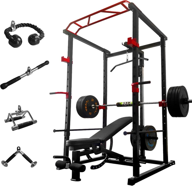 Load image into Gallery viewer, 1000Lbs Capacity Multi-functional Power Cage, Home Adjustable Pullup Squat Rack Comprehensive Fitness Barbell Rack
