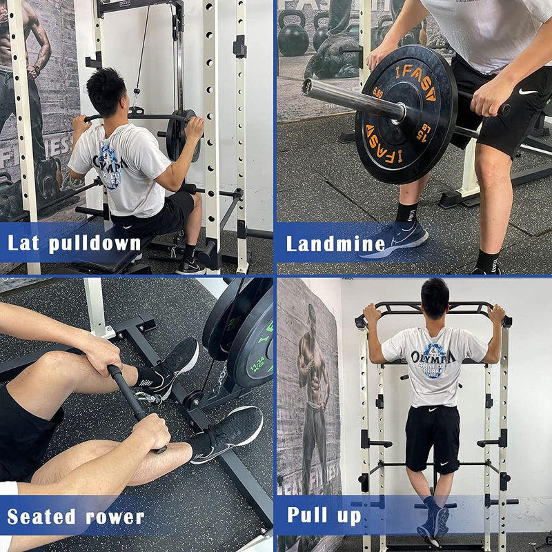 Load image into Gallery viewer, 1000 lbs. capacity Blue Multi-functional Power Cage, Home Adjustable Pullup Squat Rack Comprehensive Fitness Barbell Rack
