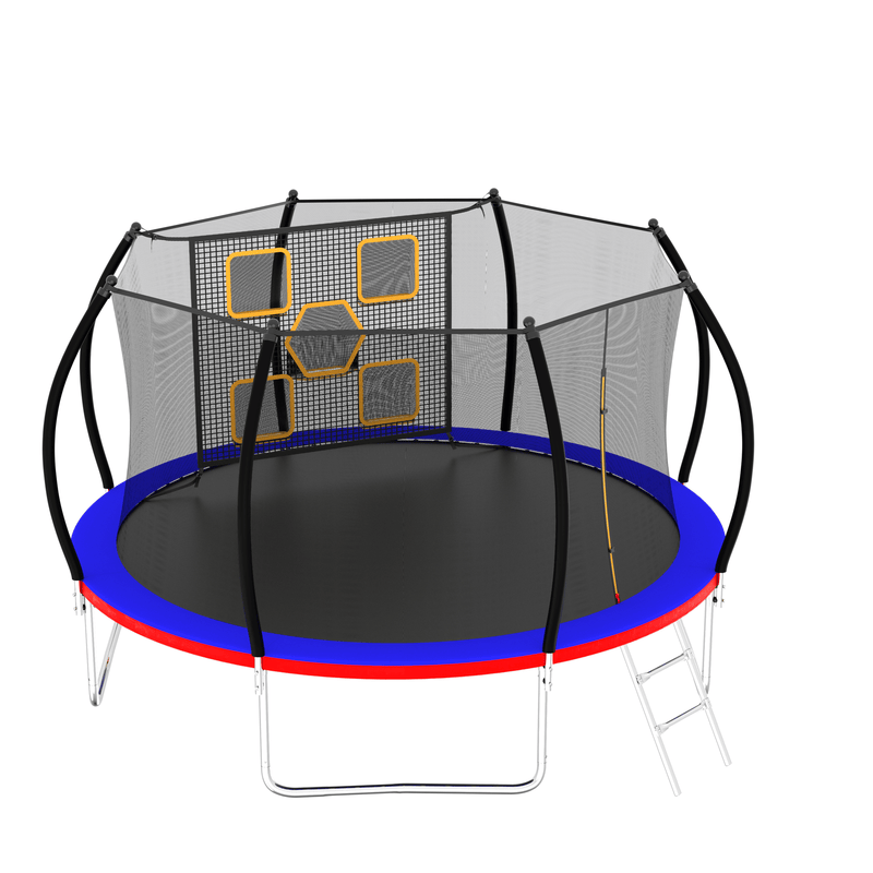 Load image into Gallery viewer, 12FT Trampoline with Enclosure - Recreational Trampolines with Ladder, ASTM Approval Outdoor Trampoline for Kids
