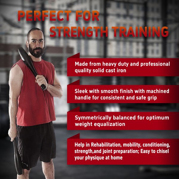 Load image into Gallery viewer, 10LB Fitness Bar Bell Iran Bar, Fitness Hammer Bell Club for Strength Training and Physical Fitness Wrist Exercise Equipment
