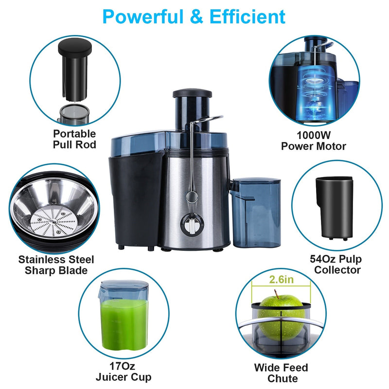 Load image into Gallery viewer, 1000W Centrifugal Juicer Juice Extractor with 2 Speeds 3.6in Wide Feed Chute 17Oz Juicer Cup 54Oz Pulp Collector Electric Juicer for Fruits Vegetables
