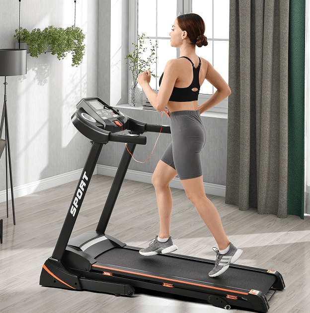 Load image into Gallery viewer, 330LBS Folding peloton Treadmill Aerobic Training 14.8KM/h Running Fitness LCD Display 5in 3.5HP motor, Medium Treadmill Home / Office adult men and women
