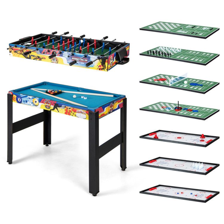 Load image into Gallery viewer, 12-in-1 Combo Game Table Set with Foosball Air Hockey Pool Chess and Ping Pong
