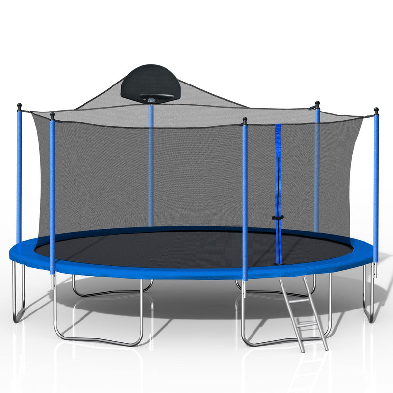 Load image into Gallery viewer, 14FT Family Trampoline with Basketball Hoop and Safety Net for All Ages
