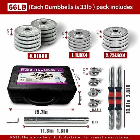 Load image into Gallery viewer, Adjustable Dumbbell Set Home Gym Cast Iron Barbell Sets with Carry Box 66lbs Office Bedroom Workout Dumbbells for Men and Women
