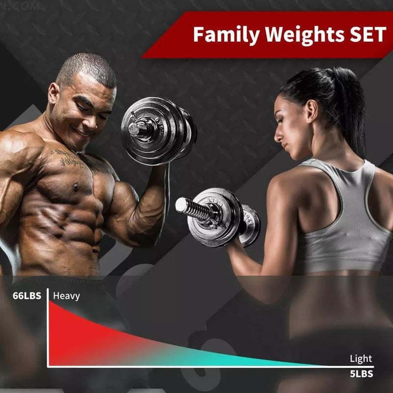 Load image into Gallery viewer, Adjustable Dumbbell Set Home Gym Cast Iron Barbell Sets with Carry Box 66lbs Office Bedroom Workout Dumbbells for Men and Women
