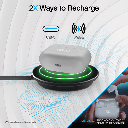 Active Noise Cancelling True Wireless Earbuds with Wireless Charging Case