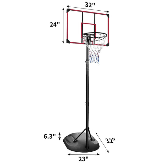 Adjustable Portable Basketball Hoop with 32" Backboard for Indoor & Outdoor Play 7.5ft - 9.2ft
